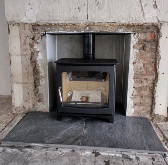 cooked plaster fireplace